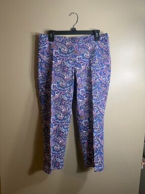 Isaac Mizrahi Live Paisley Ankle Pants Size 16P Colorful Stretch Pull On